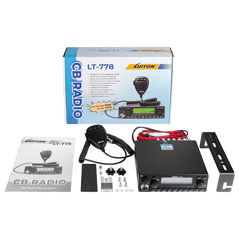 새로운 LUITON LT-778 60W CB 무전기 27MHz 장거리 트럭용 오프로드 모바일 송수신기