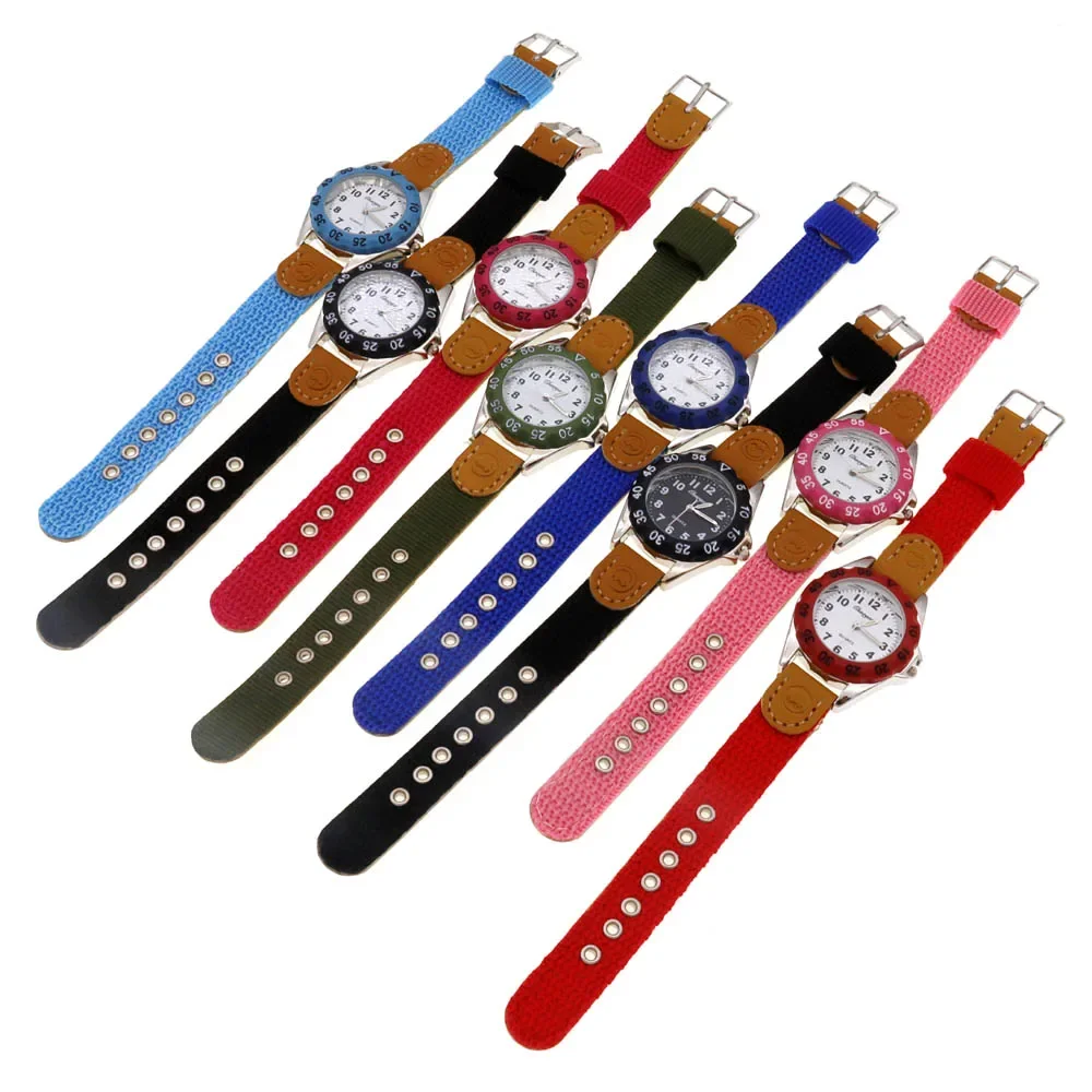 Fashion Children Watches Luminous Nylon Band Kids Watch Boy Girls Wrist Quartz Sports Wristwatches 3