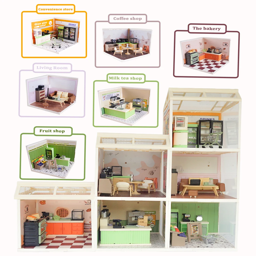 1:12 Dollhouse Miniature DIY Milk Tea Coffee Super Shop Series Furniture Bakery Fruit Set Micro House Kitchen Toy Gift 4