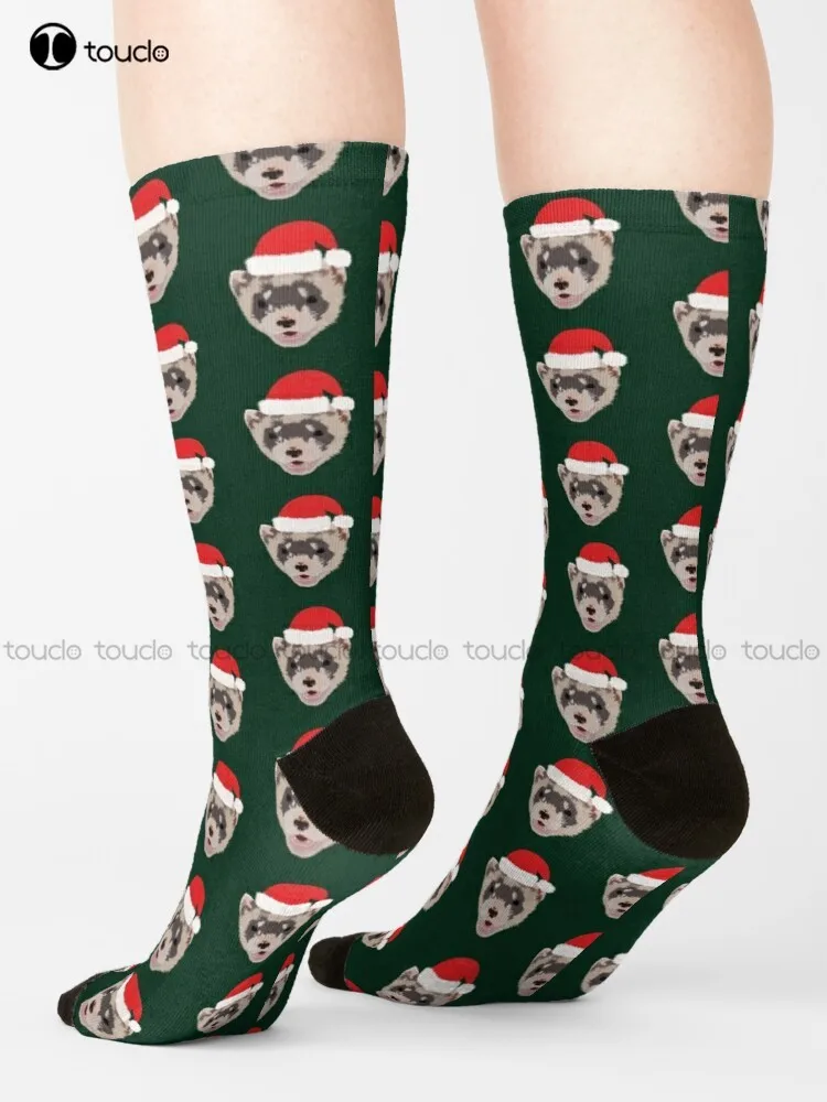 

Christmas Ferret Socks Womens Cotton Socks Personalized Custom Unisex Adult Teen Youth Socks 360° Digital Print Hd High Quality