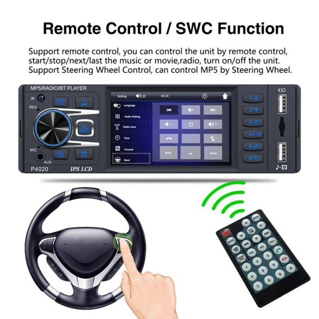 Car Radio with Bluetooth Hands-Free Kit - 50 W x 4 Bluetooth 5.0 Car Radio  1 DIN with App Remote Control Car Radio Stereo with MP3 Player TF USB AUX