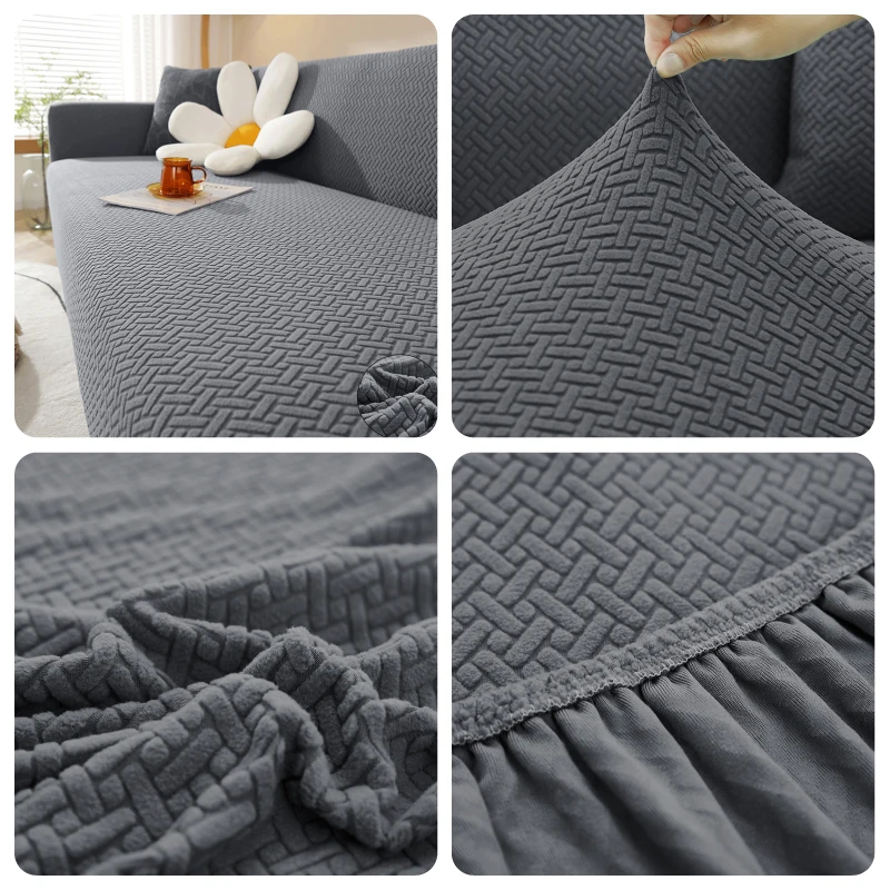 Elastischer Jacquard-Stoff Sofabezug Stretch-Couchbezug Ecksofa-Überzug für L-förmige Sofas Eckbezug für Zuhause 1/2/3/4/5-Sitzer – Detail 17
