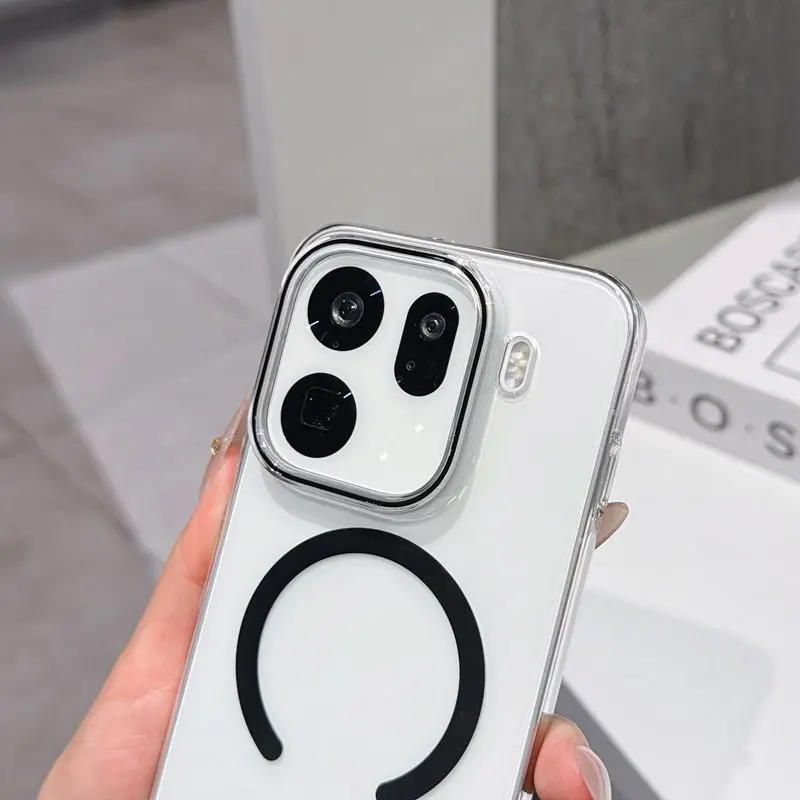 HD Transparent Magnetic Slim Back Cover with Wireless Charging Compatibility and Bumper Protection
