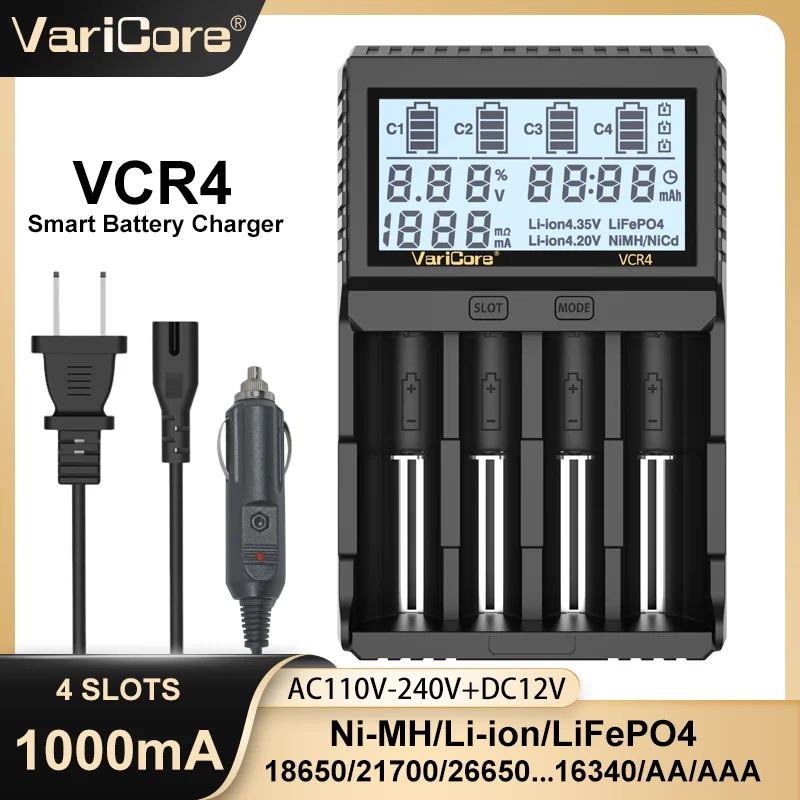 Smart Battery Charger with Test Capacity for Various Rechargeable Batteries