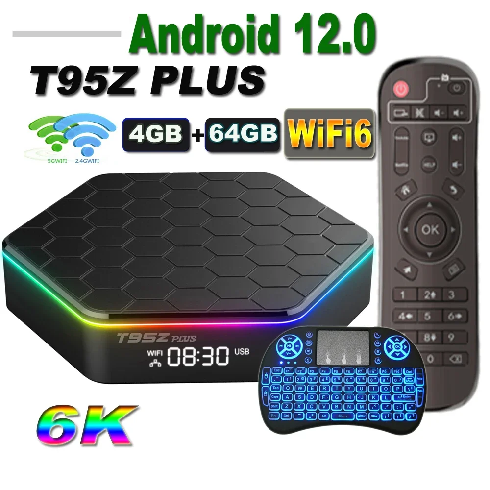 2023 New T95Z PLUS Android 12 TV Box Allwinner H618 6K 2.4G 5G Wifi6 4GB 64B 32GB 2GB16GB BT5.0 H.265 Global Media Player