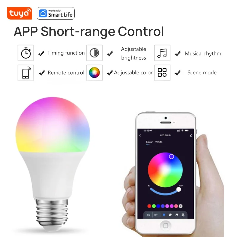 Tuya Smart LED Light Bulb, EU LED Light Bulb,Short Range Wireless Connect Smart Bulb, Works with Tuya Smart&Smart LifeAPP smart bulb