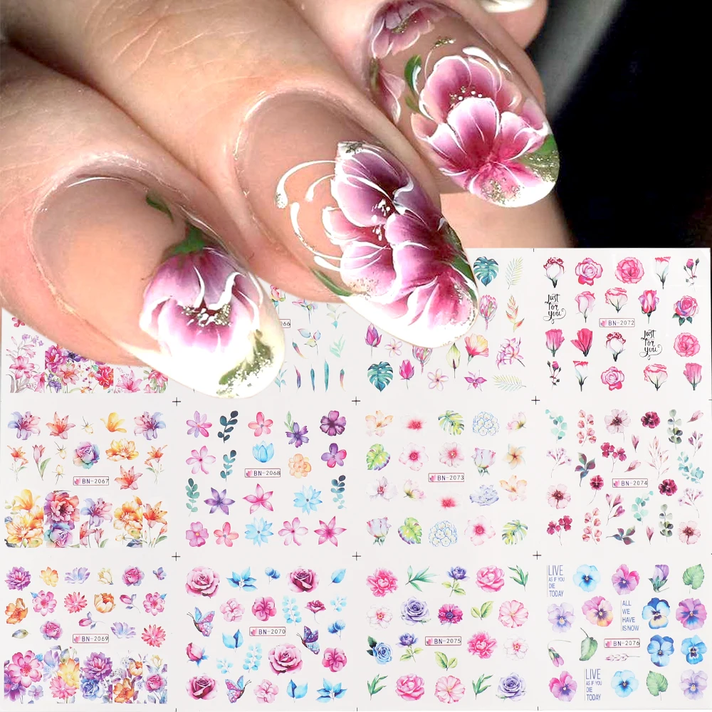 Flower Nail Stickers Water Transfer Floral Nail Decals Spring & Summer Nail  Art Supplies Water Sliders 12 Sheets Flowers Leaves Butterflies Nail  Stickers DIY Manicure Decorations for Women Girls : Amazon.in: Beauty