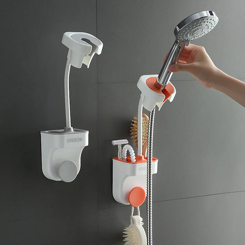 Hands Free Standing Hair Dryer Holder 360 Degree Rotation Bathroom Shelves Storage Rack Universal for Hairdryer Stand Wall Mount