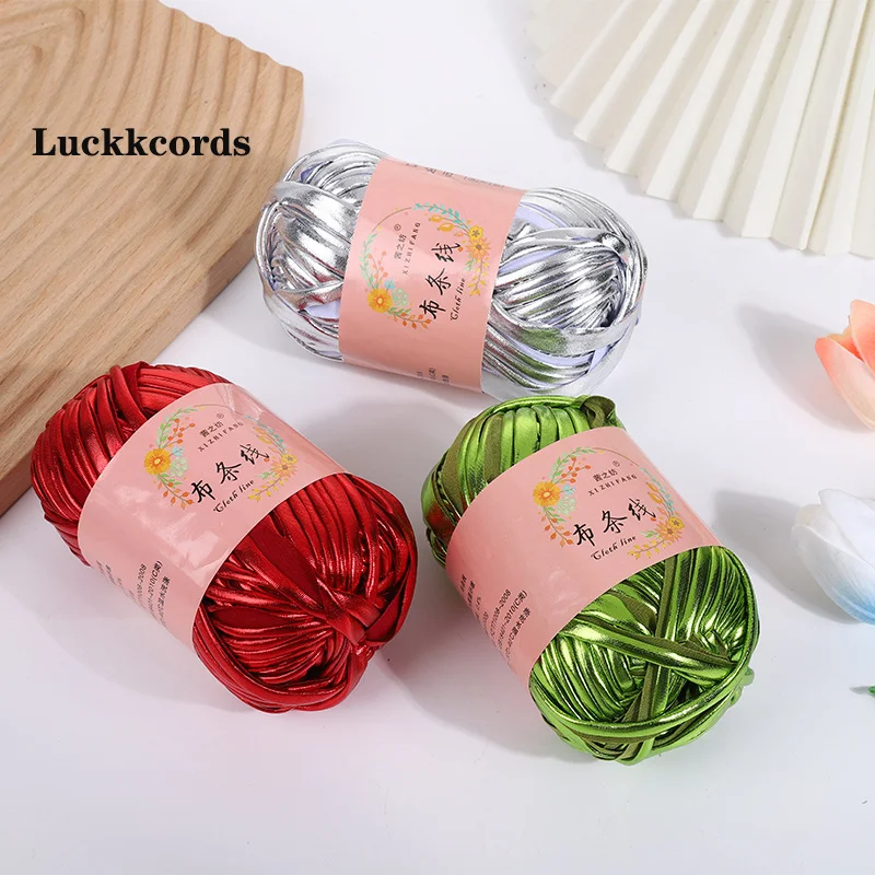 

Luckkcords Metal Imitation Leather Cloth Strip Line Macrame Cord Colour Hand Woven Material Package Hyuna Same Style 100g