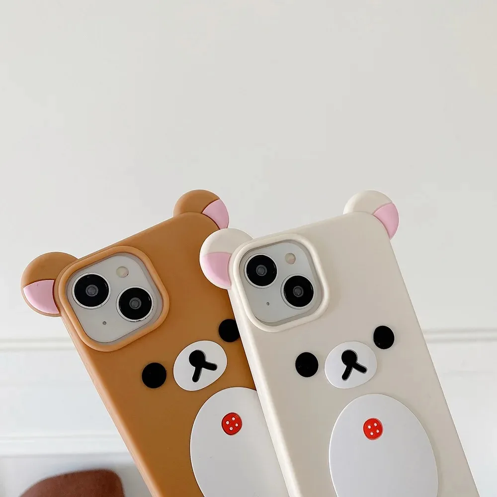 Charming 3D Cartoon Rilakkuma Bear Soft Silicone Phone Case Cover