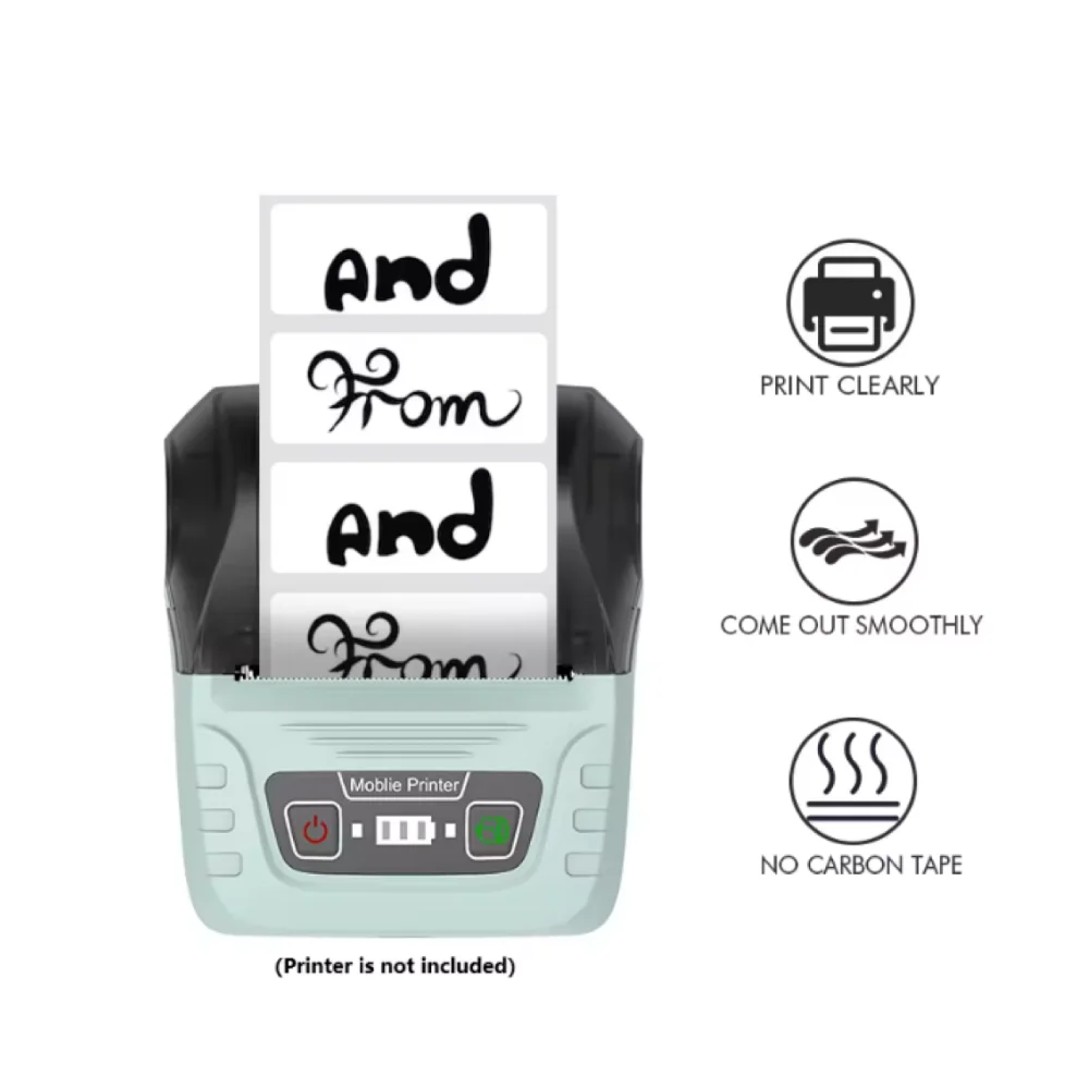50mm Waterproof White Thermal Label Stickers - Self-Adhesive for Clothing & Price Tags