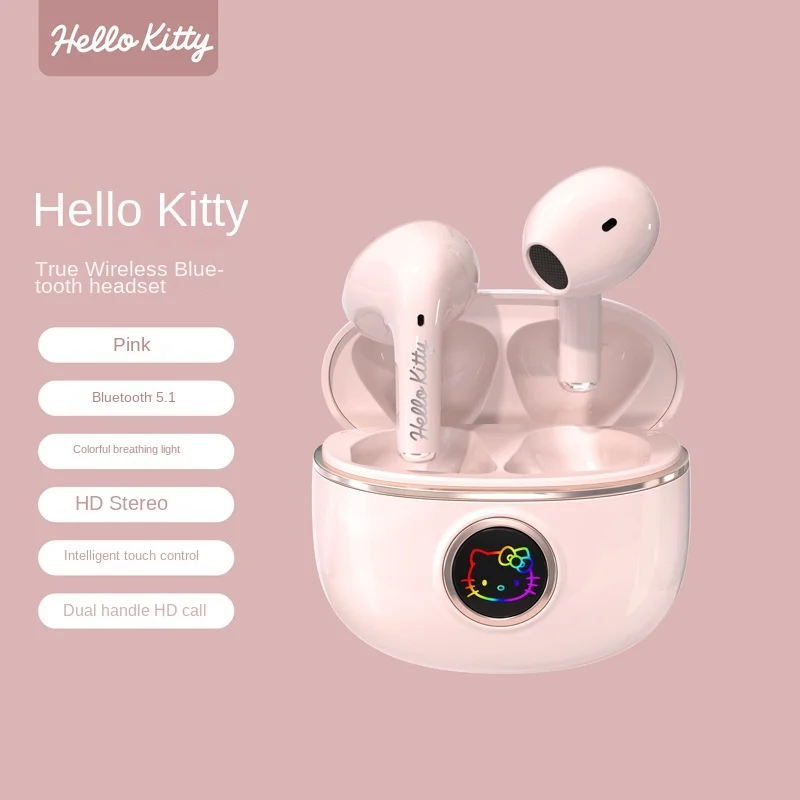 

New Sanrioed Tws Bluetooth Headset 5.1 Anime Image Hello Kitty Extra Long Battery Life Noise Reduction Sport Stereo Gift