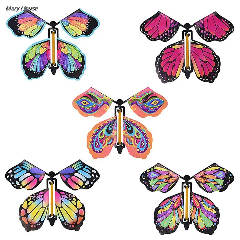 

10PCS Magic Wind Up Flying Butterfly Surprise Box Explosion Box in The Book Rubber Band Powered Magic Fairy Flying Toy