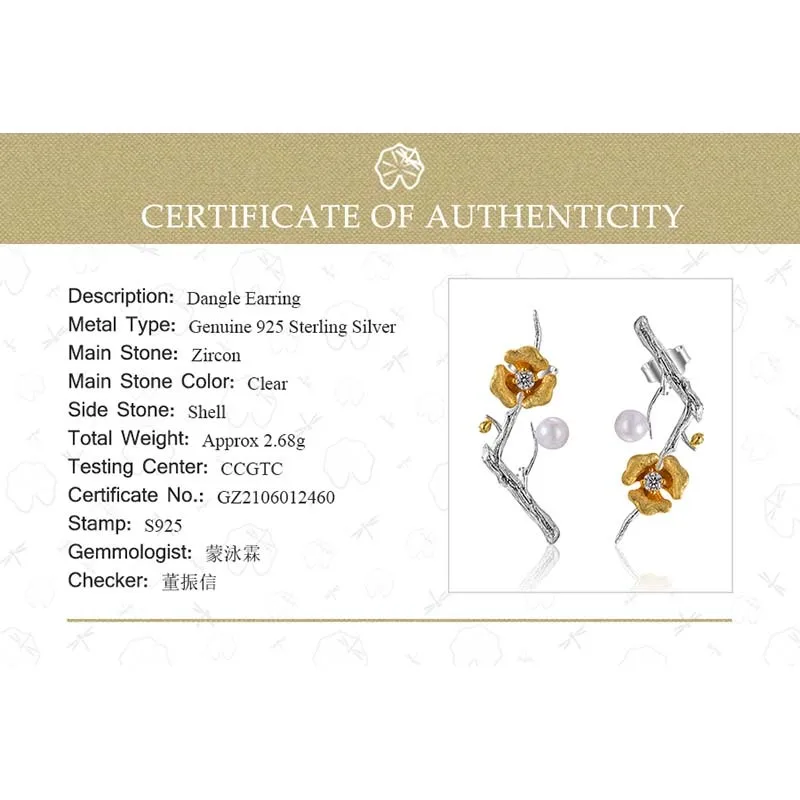 Lotus Fun Real 925 Sterling Silver Earrings Handmade Designer Fine Jewelry Delicated Plum Blossom Flower Drop Earrings for Women