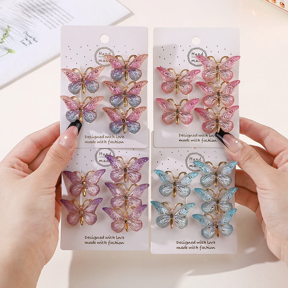 Hair Accessories 5PCS Sweet Stereoscopic Color Gradient Cute Baby Hairpins Kids Hair Clips Children Headwear Princess Barrette Girls Accessories