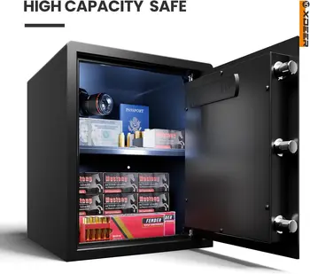 Biometric Safe Box, Quick-Access Security Safe Box with Upgraded Fingerprint, Steel Handgun Safe Lock Box for Kid/Home/Office (1 2