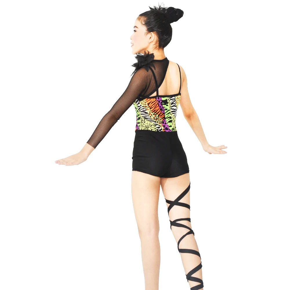 Girl dance costume MiDee acrobat dance jazz jumpsuit gymnastic outfits competition wear unitard one sleeve 1 leg banded polo clothing