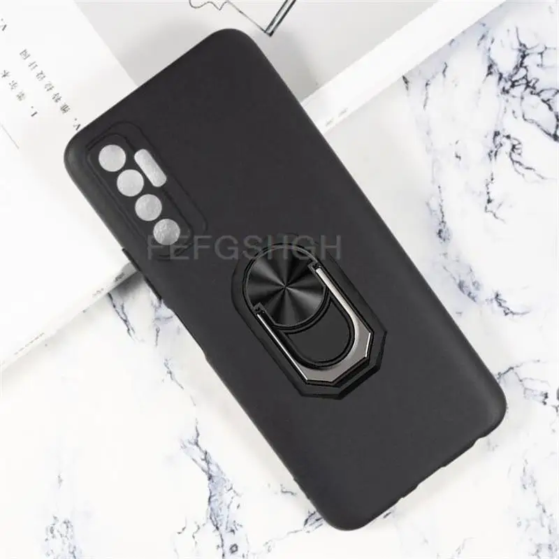 Enhanced Premium Finger Ring Soft TPU Silicone Phone Case, Protective Back Cover