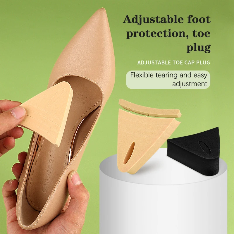 

1 Pair High Heel Toe Plug Insert Soft Sponge Protect Toes Big Shoes Toe Front Filler Cushion Pain Relief Triangle Insole