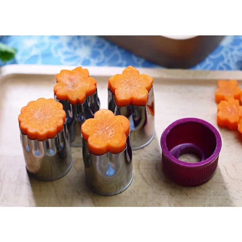 8pcs/set Stainless Steel Flower Shape Rice Vegetable Fruit Cutter Mold Slicer Cake Cookies Cutting Shape Cake Baking Tools
