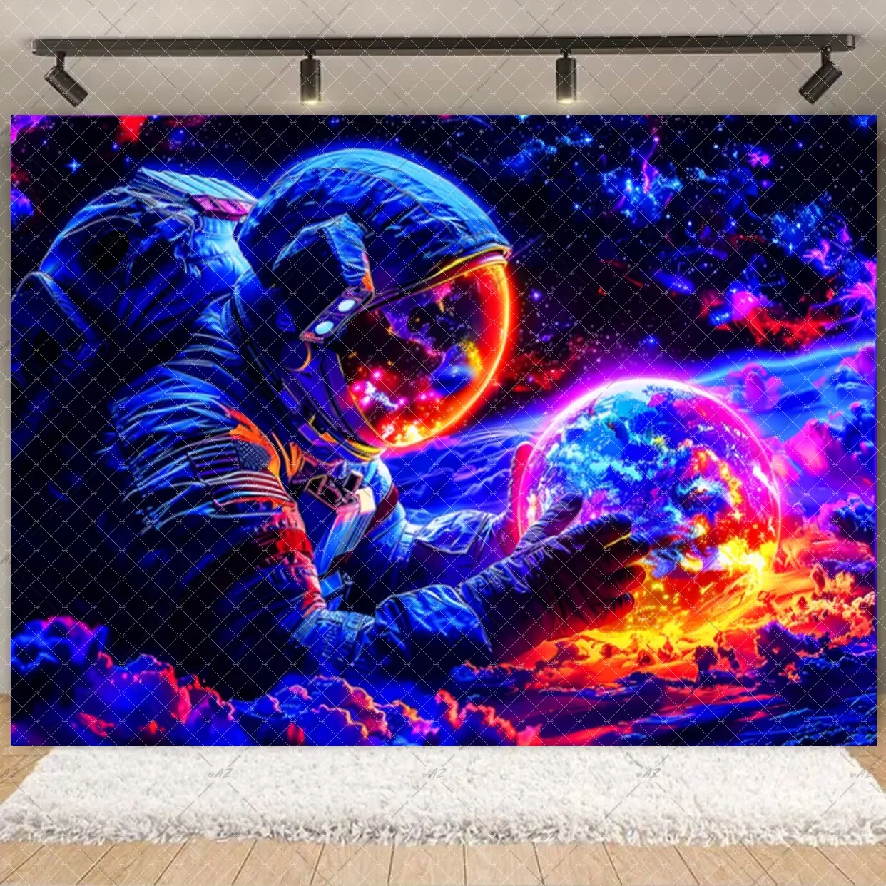 Psychedelischer Cyberpunk-Totenkopf-Augen-Wandteppich, Pilzwald, verträumtes Schlafzimmer, böhmischer Hintergrund, Fantasy-Energiefeld-Kunstdekorationen – Detail 15