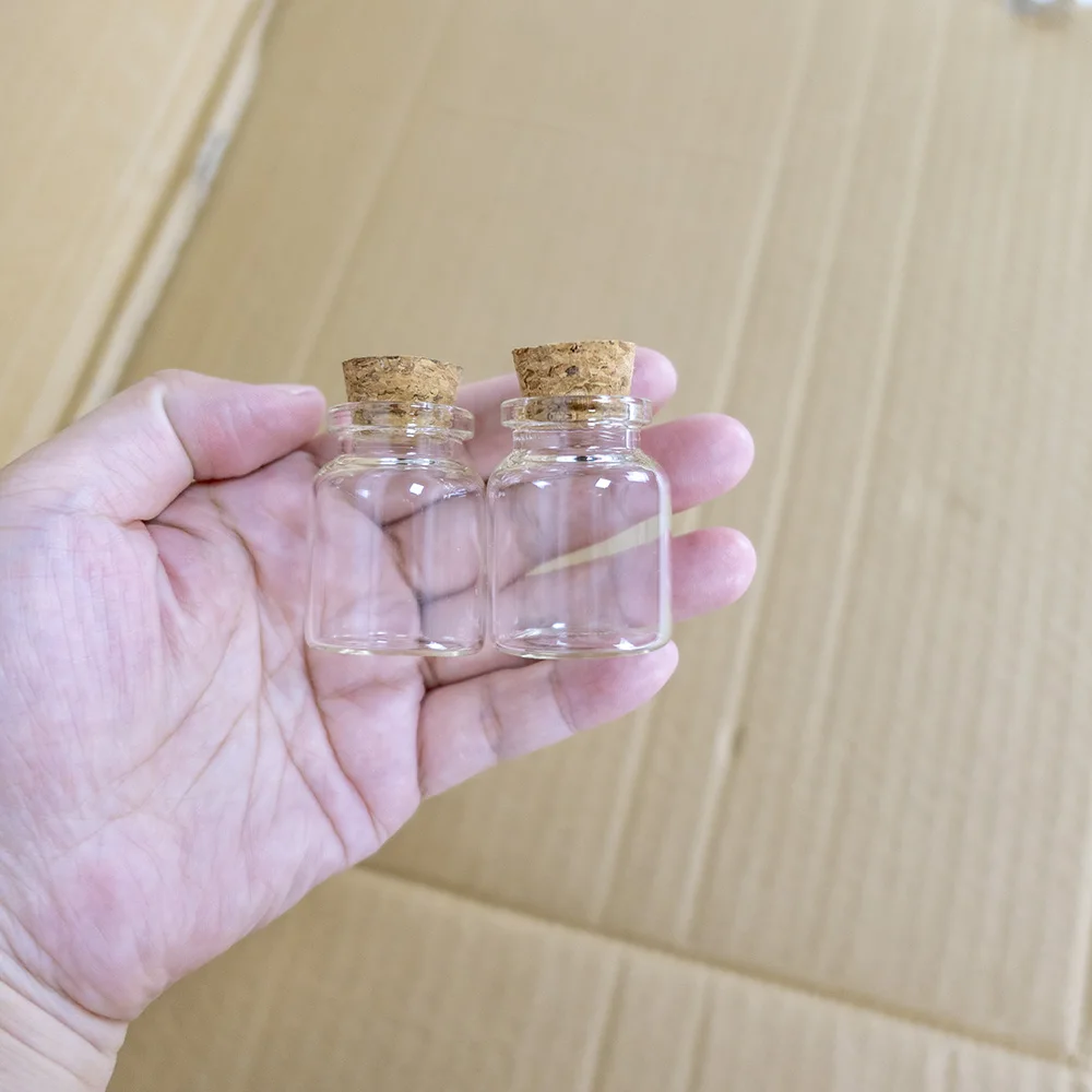 10ml/15ml/20ml/25ml/30ml/40ml/50ml/60ml Corks Glass Bottles Stopper Crafts Jars Transparent Empty DIY Small Vial Bottles 12Pcs