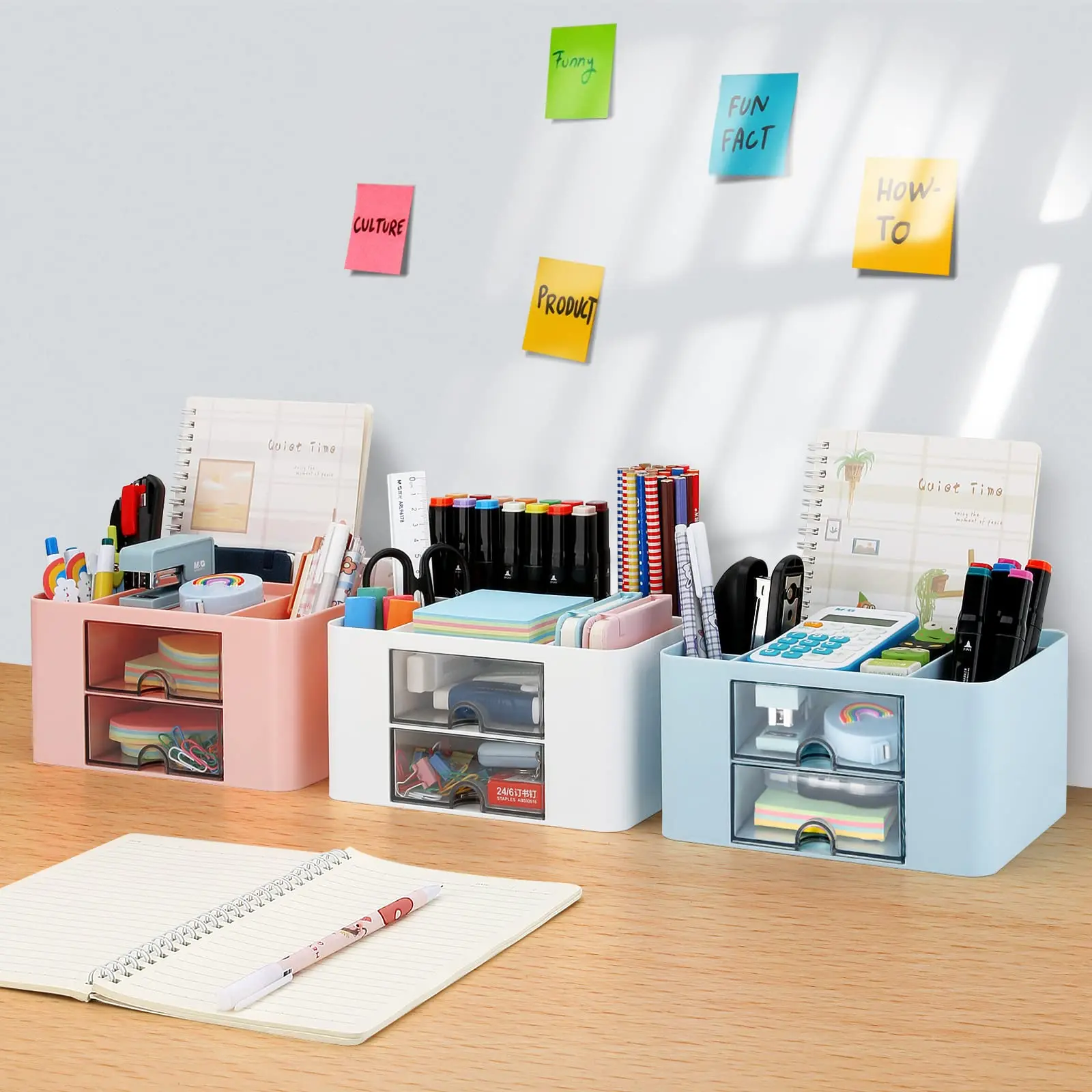 1pc Desktop Drawer Stationery Storage Box Large Capacity Office Pen Holder Multifunctional Pen Holder Desktop Storage Box Stationery Organizer Stationery Storage Box Desktop Storage Kit Storage Drawer Boxes
