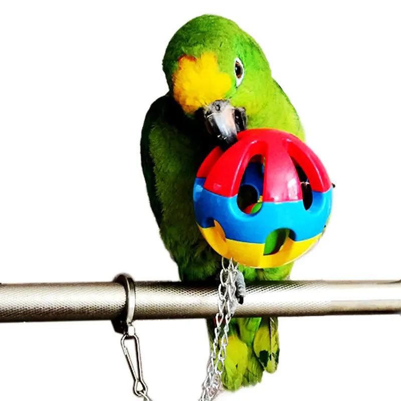Parrot toy ball, plastic bell, rattling ball, medium to large parrot bite toy bird supplies, bird toy set 3