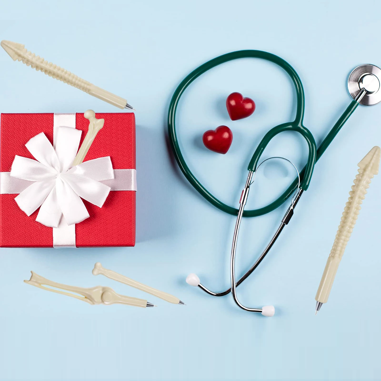 도매 뼈 모양 볼펜, 노벨티 펜, 쓰기 용품, 선물, 학교 사무실 문구, 검정, 파랑 잉크, 10 개