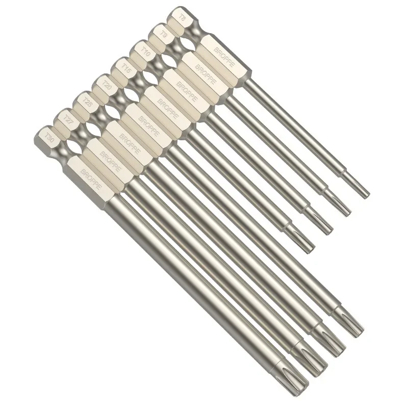 12PCS 1/4 Torx 비트 50mm 스크루 드라이버 비트 세트 전동 공구 구멍이있는 전기 스크루 드라이버 팁 마그네틱 볼트 드라이버 전동 공구