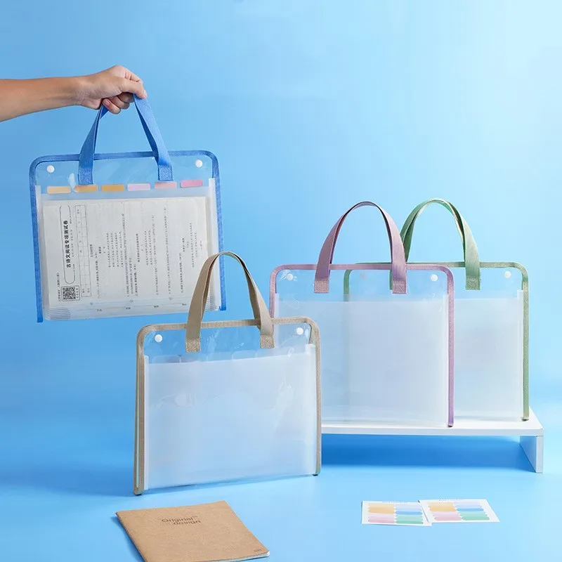 

A4 Portable Organ Bag Transparent File Bag Large Capacity Expanding Sorting Storage Bag Test Paper Information Bag