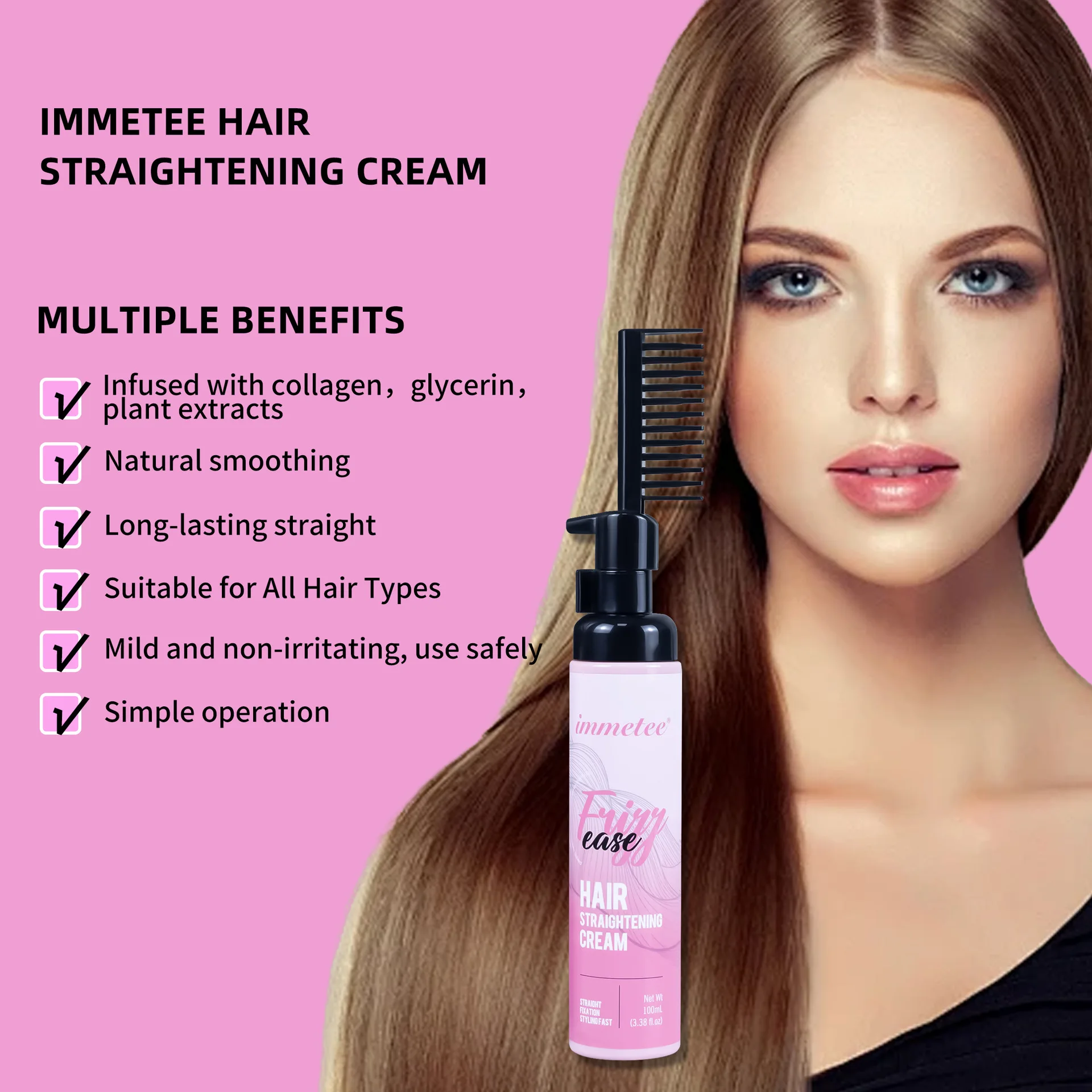 Hair straightener anti-frizz household softener no hair damage no pull perm straight hair corrective softener 100ml