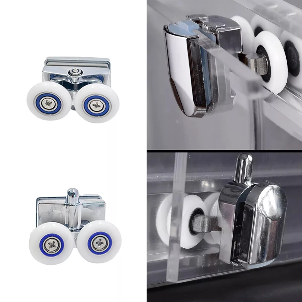 8Pcs 23mm Shower Door Rollers ABS Double-Wheel Sliding Shower Door Roller Bearing Wheel Runners Pulleys Replacement