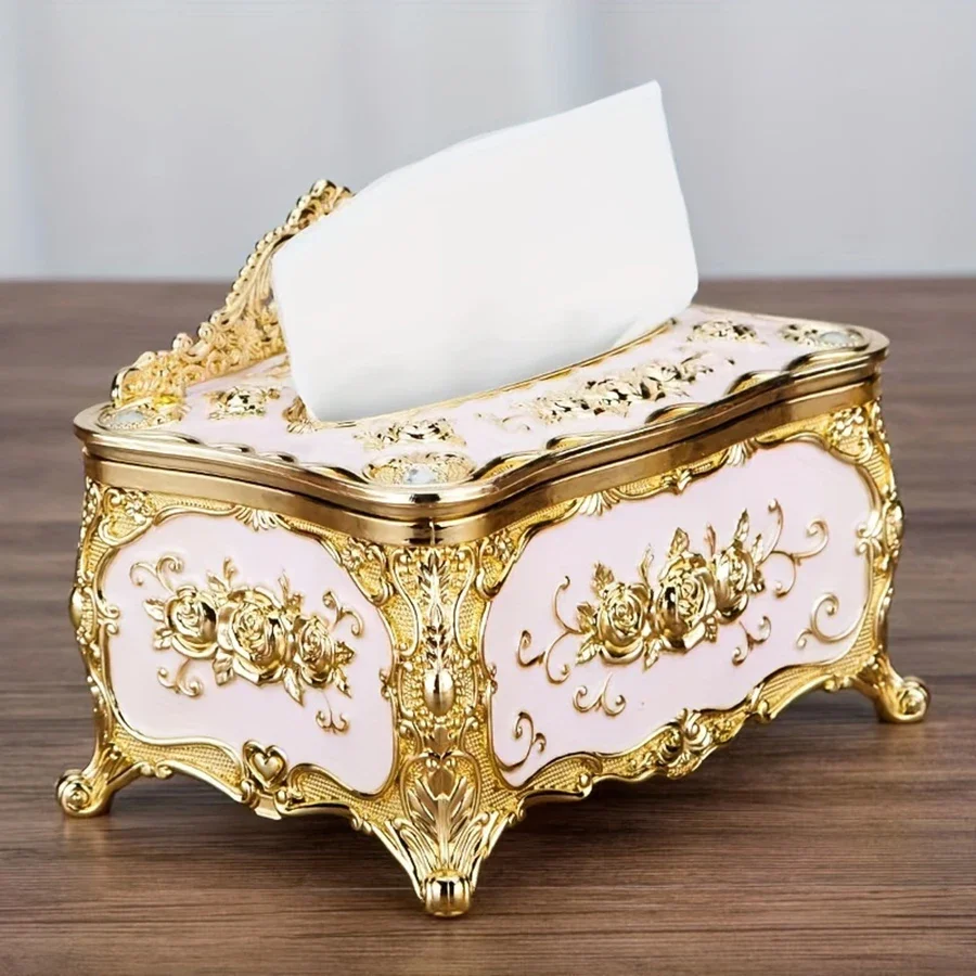 European Style Tissue Box, High-end Hotel Restaurant Napkin Extraction Box, Living Room Desktop Paper Extraction Storage Box 3