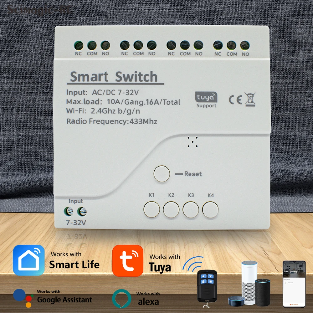 Tuya Smart Switch 4CH Relay Module Home Automation DC5V 7-32V AC 220V ...