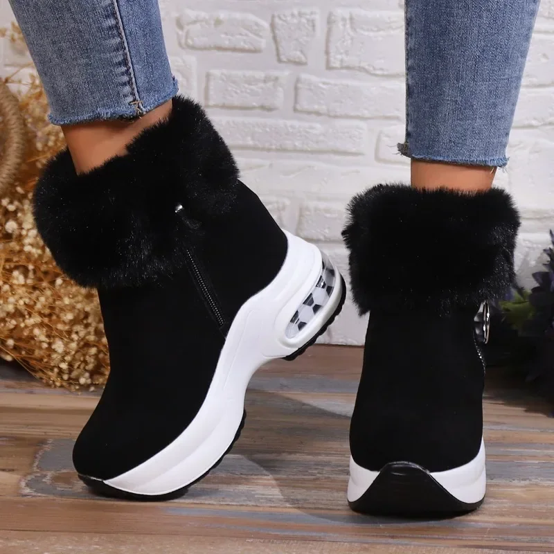 

Women's Fashion Warm Snow Boots 2023 Winter Designer Round Toed Zipper Platform Shoes Ladies Luxury Short Boots Zapatos De Mujer