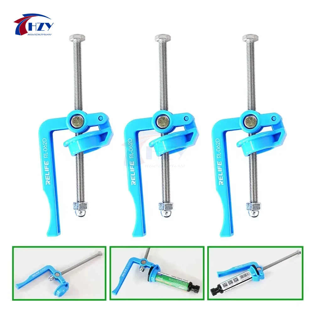 Aplicação de pistola de cola RELIFE RL-062D para óleo de solda de seringa 5 ~ 10CC, pasta de solda, óleo de máscara de solda UV, ferramenta manual de cola