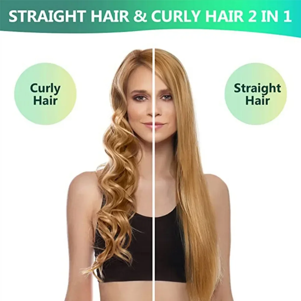 2 In 1 Electric Professional Negative Ion Hair Straightener Brush Curling Comb with Lcd Display Hair Curling Tool Straight Brush 5