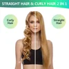 2 In 1 Electric Professional Negative Ion Hair Straightener Brush Curling Comb with Lcd Display Hair Curling Tool Straight Brush 5