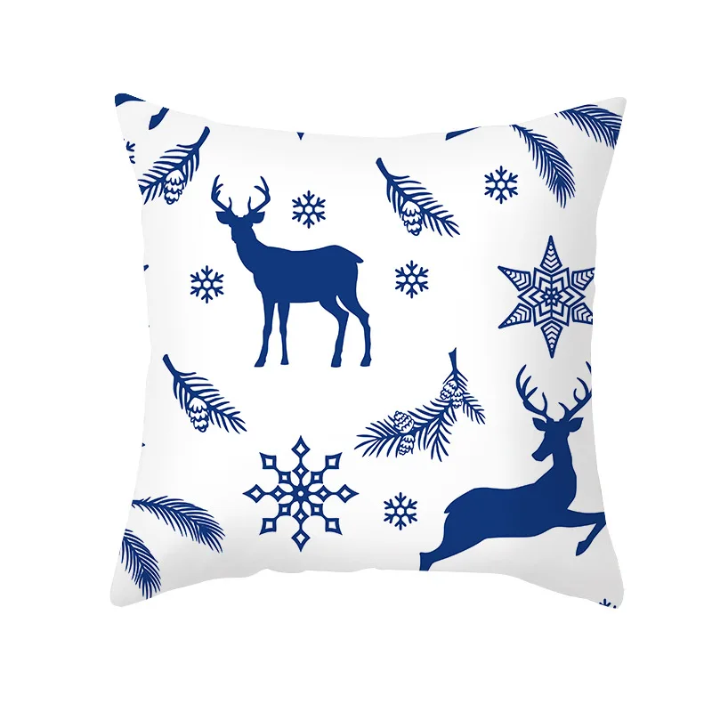 thumbnail image 1 of Funda de cojín navideña de 45 x 45 cm, diseño de Papá Noel y copos de nieve, decoración navideña para el hogar, regalos de Año Nuevo 2023, Navidad, 1 of 5