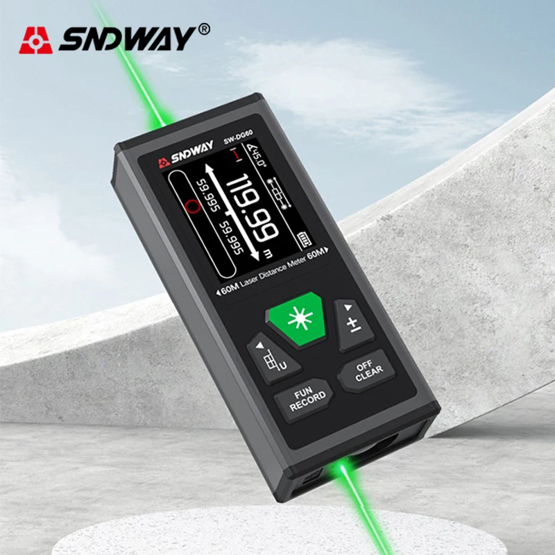 

SNDWAY Dual Laser Distance Meter Bilateral Laser Rangefinder 60/100M Rechargeable Digital Tape Measure Profesional Range Finder