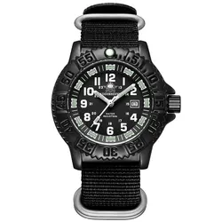 Men's Luxury Sports Watch with Rotating Bezel and Luminous Display - Nylon Strap, 50m Waterproof Quartz Timepiece - No (Nylon black)