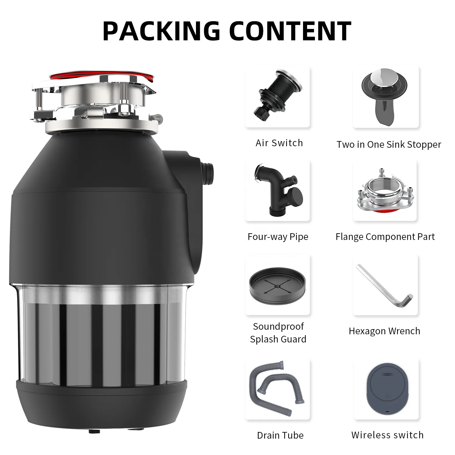 Large Capacity Electric Food Waste Composter Powerful AC Motor Low Noise Stainless Steel ABS Air Switch Control Household 4