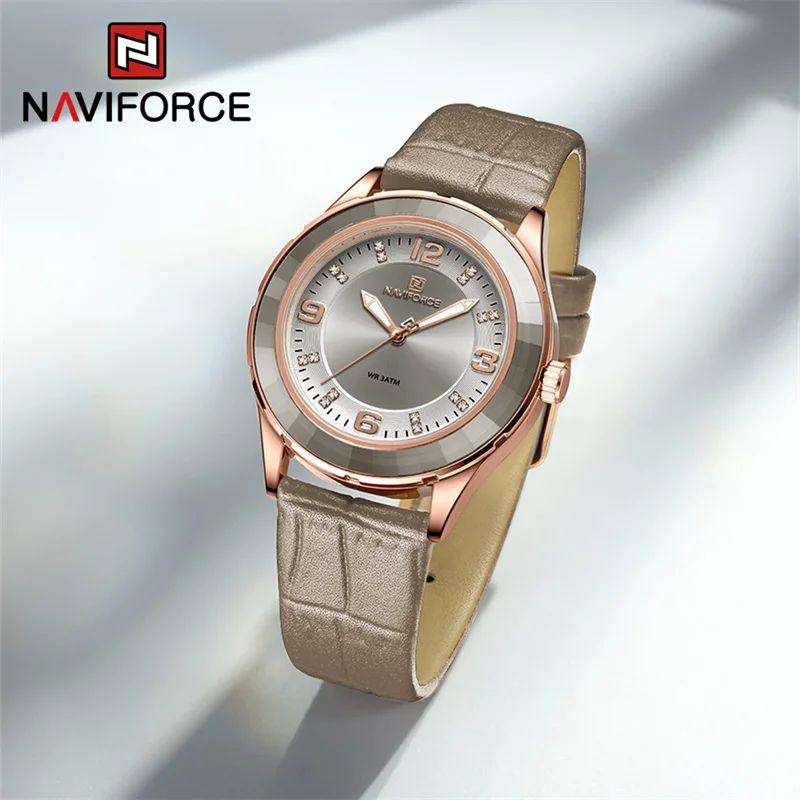 

NAVIFORCE Women Watch Luxury Fashion Leather Bracelet Ladies Waterproof Quartz Wristwatch Girlfriend Gift Relogio Feminino 2023