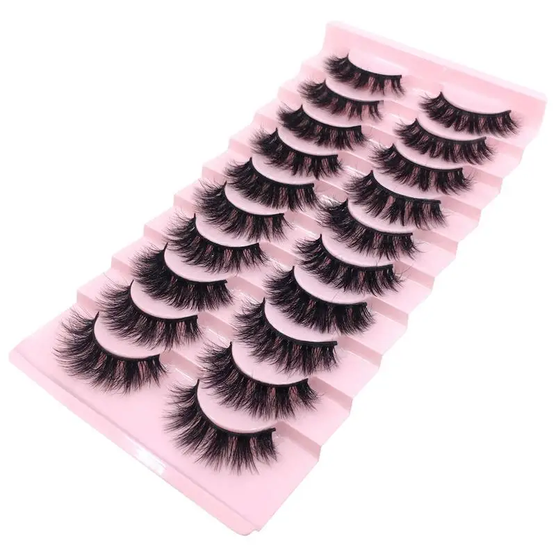 3D 멀티 레벨 컬링 인조 속눈썹, 자연스러운 외관, 아이 메이크업용 가짜 속눈썹 연장, 10 쌍 