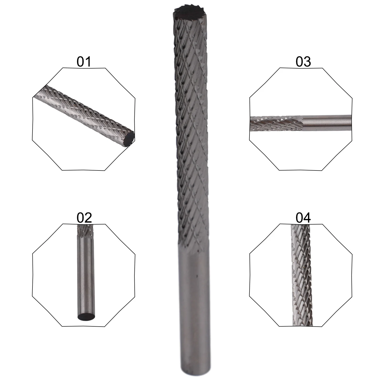 1pc 6mm rotierende Feile hss Silber Holz schnitzerei rotierende Feile zum Schnitzen Schleifen Polieren tgraten Holz Kunststoff Schweißen Narben rost – Detail 4