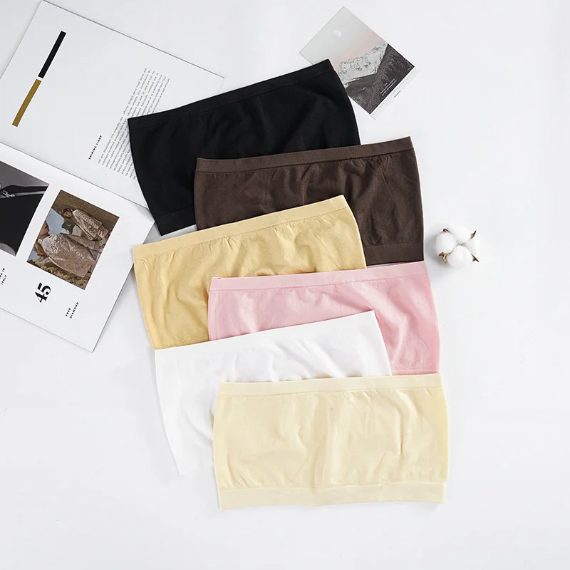 Women Tube Tops SP&CITY Summer Thread Breast Wrapping Women Cotton Breathable Tube Top Seamless Invisible Backing No Bra Pad Girls Underwear