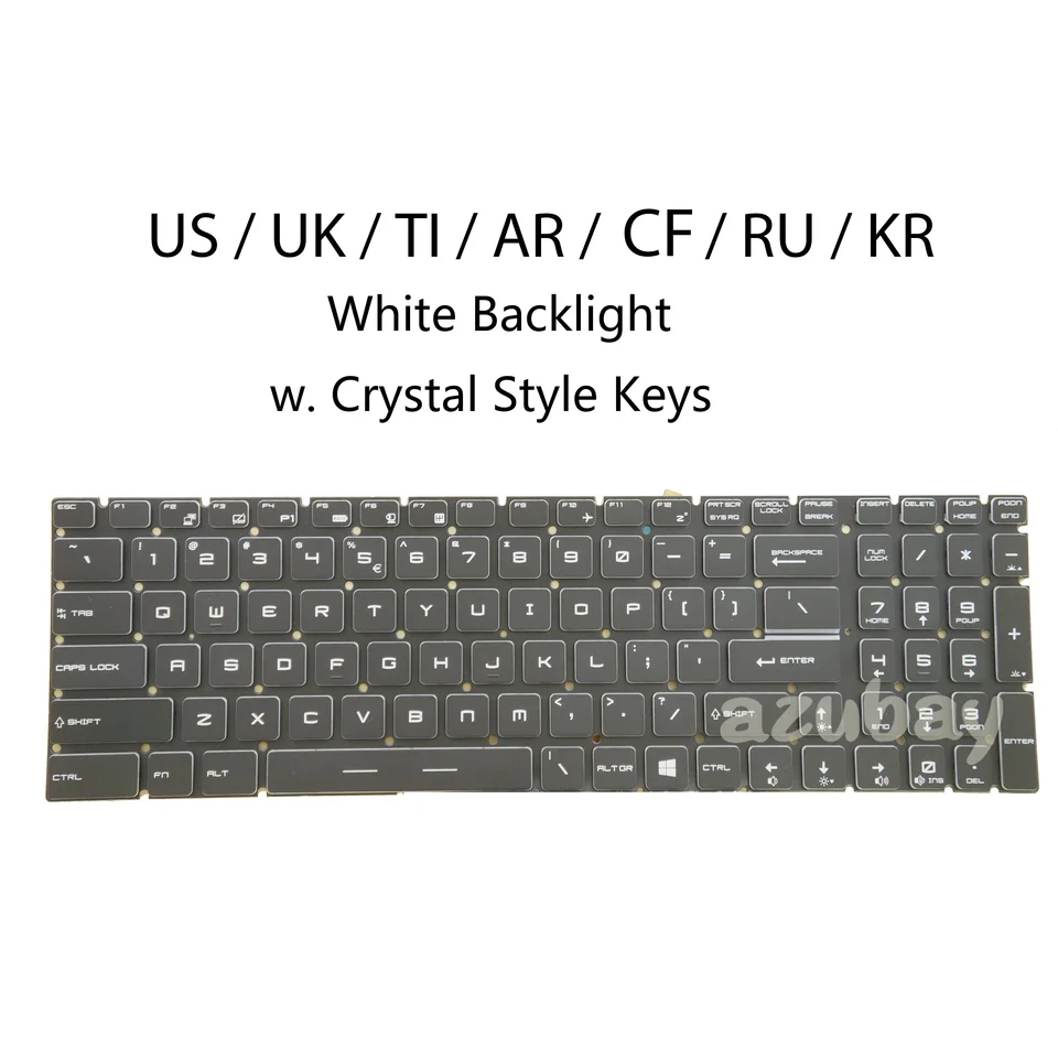 Replacement Backlit Keyboard Keys & Clips For MSI Laptops (PE60, PE70, PX60, GP62, GP72) - US Layout