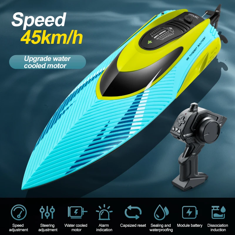 Boot Met Afstandsbediening, 2,4 Ghz Waterdichte Snelle Speedboot Met 2 Oplaadbare Batterijen Voor Zwembaden En La