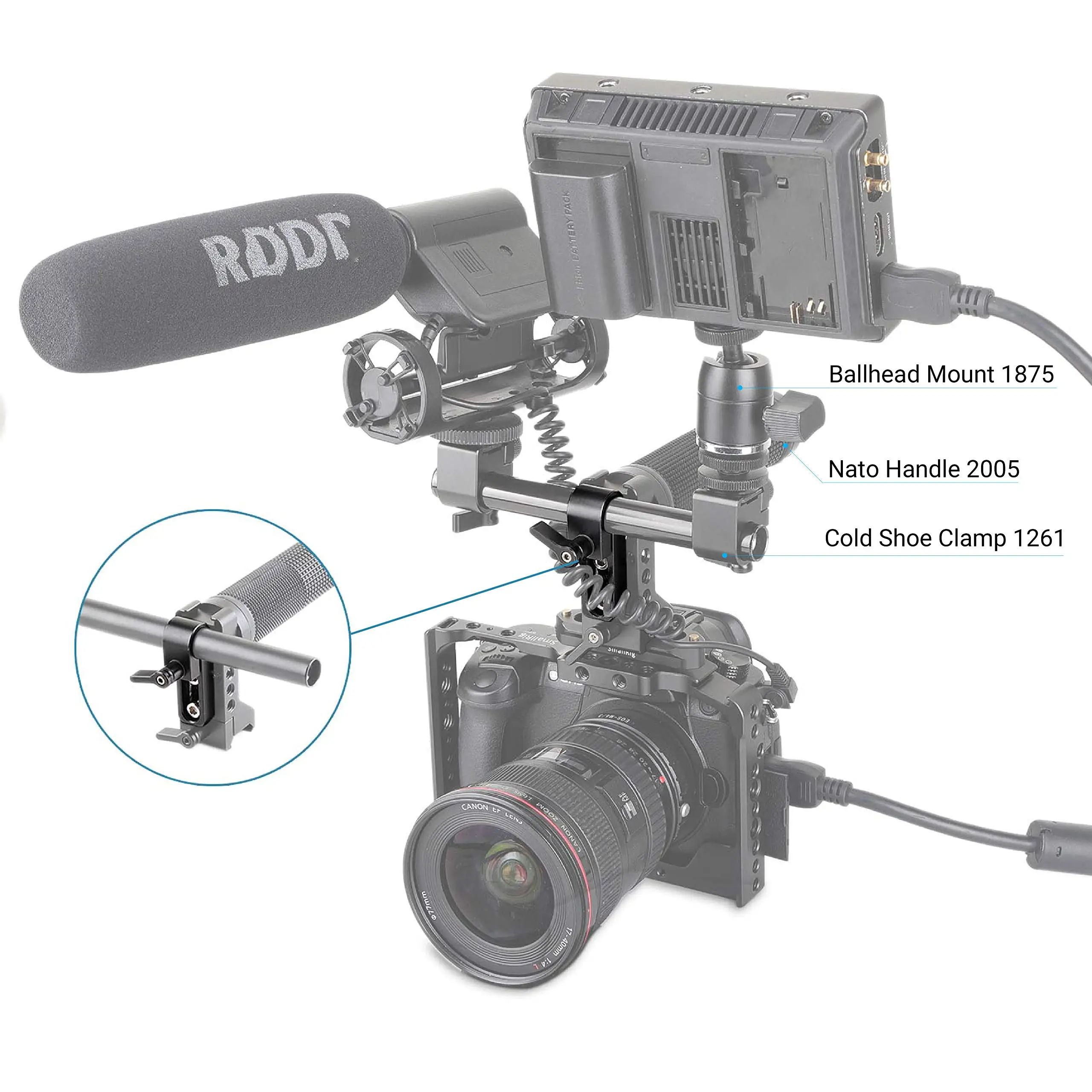 Single 15mm Rail Clamp Mount Rod Clamp with Long Hole on Plate/Cage/Handle for R